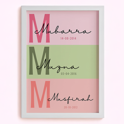 Custom Baby Names & Date Poster (2-3 Names)